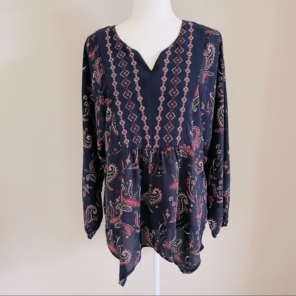 🌹 STYLE & COMPANY Women's Purple Long Sleeve Blouse